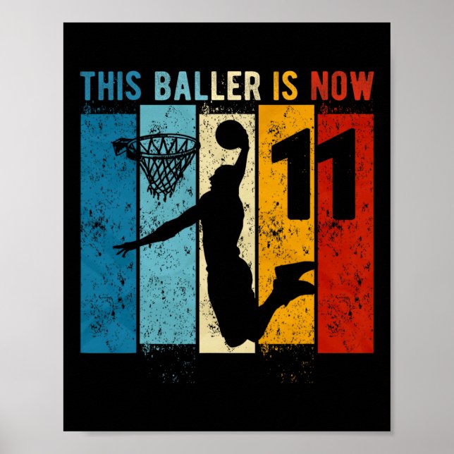 11 Year Old Basketball 11th Birthday Boy  Poster (Front)