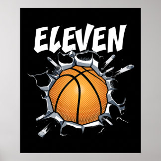 11 Year Old Basketball Birthday Party 11th Boy Poster