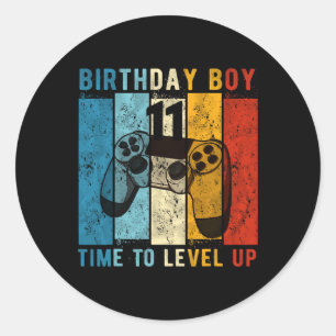 11 Year Old Birthday Boy 11 Time To Level Up 11th  Classic Round Sticker