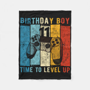 11 Year Old Birthday Boy 11 Time To Level Up 11th  Fleece Blanket
