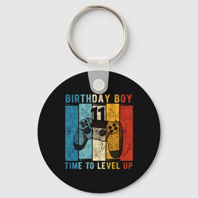 11 Year Old Birthday Boy 11 Time To Level Up 11th  Keychain (Front)