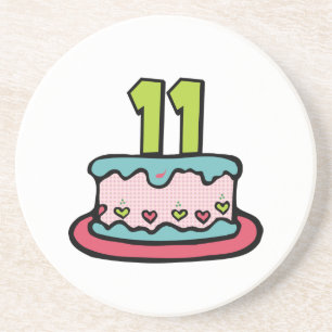11 Year Old Birthday Cake Coaster