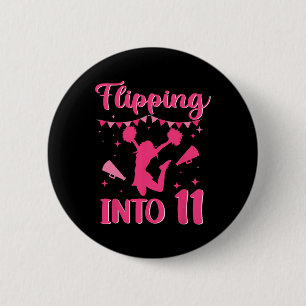 11 Year Old Birthday Cheerleading Girl 11th Cheerl 2 Inch Round Button