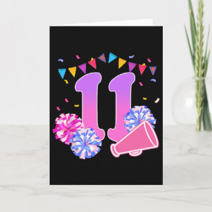 11 Year Old Birthday Cheerleading Girl 11th Party  Card