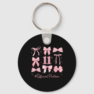 11 Year Old Birthday Girl 11th Birthday Coquette B Keychain