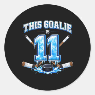 11 Year Old Birthday Ice Hockey Goalie Classic Round Sticker