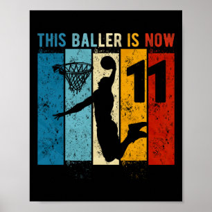 11 Year Old Bysketbyll 11th Birthday Boy Poster