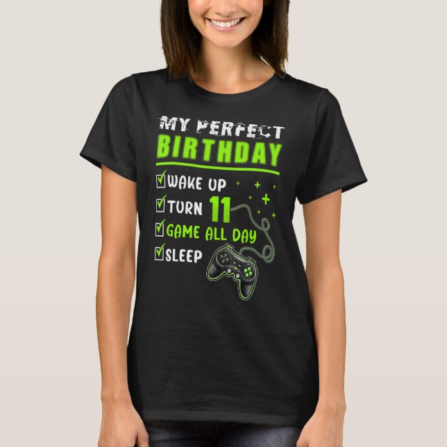 11 Year Old Gamer Video Games Gaming   11th Birthd T-Shirt (Front)