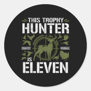 11 Year Old Hunting Birthday Party Deer Hunter 11t Classic Round Sticker