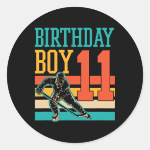 11 Year Old Ice Hockey Themed 11th Birthday Party  Classic Round Sticker