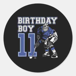 11 Year Old Ice Hockey Themed Birthday Party 11th  Classic Round Sticker