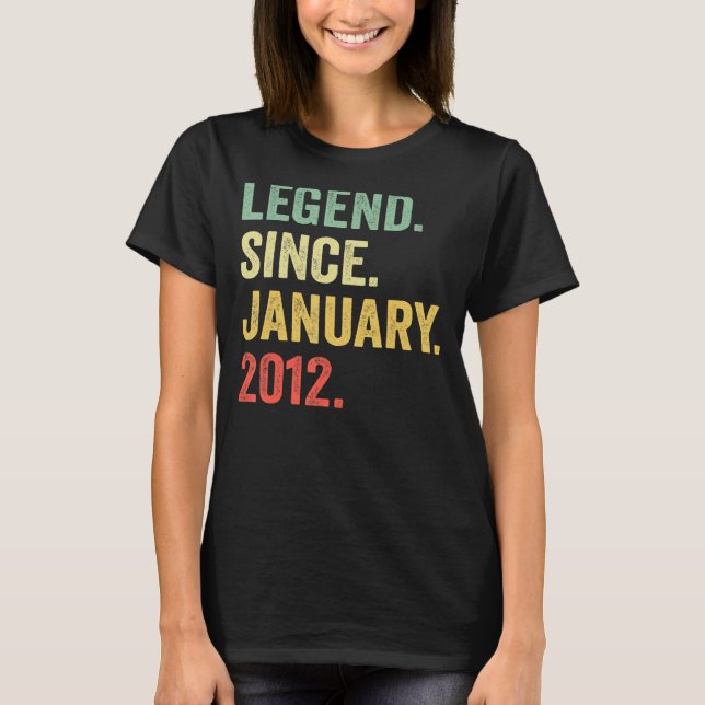 11 Year Old  Legend Since January 2012 11th Birthd T-Shirt (Front)