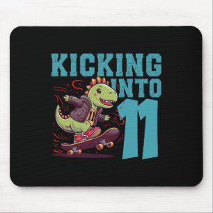 11 Year Old Skater Skateboarding T-rex Dinosaur Bi Mouse Pad