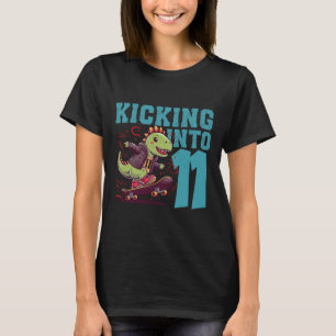 11 Year Old Skater Skateboarding T-rex Dinosaur Bi T-Shirt
