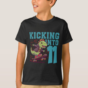 11 Year Old Skater Skateboarding T-rex Dinosaur Bi T-Shirt
