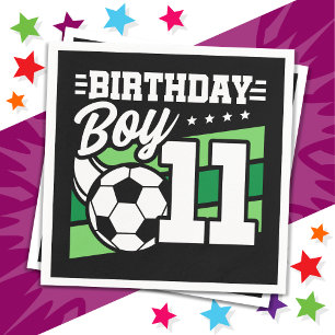 11 Year Old Soccer Football Kids 11th Birthday Boy Napkin
