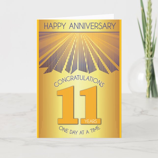 11 Year Sober Anniversary | Golden Ray 12 Step  Card (Front)