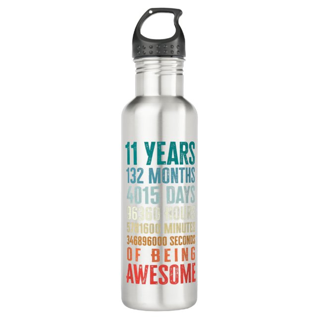 11 Years 132 Months Of Being Awesome 11th Birthday 710 Ml Water Bottle (Front)