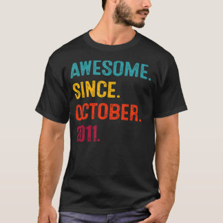 11 Years Old Awesome Since October 2011 11th Birth T-Shirt