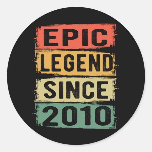 11 Years Old Bday 2010 Epic Legend 11th Birthday Classic Round Sticker (Front)
