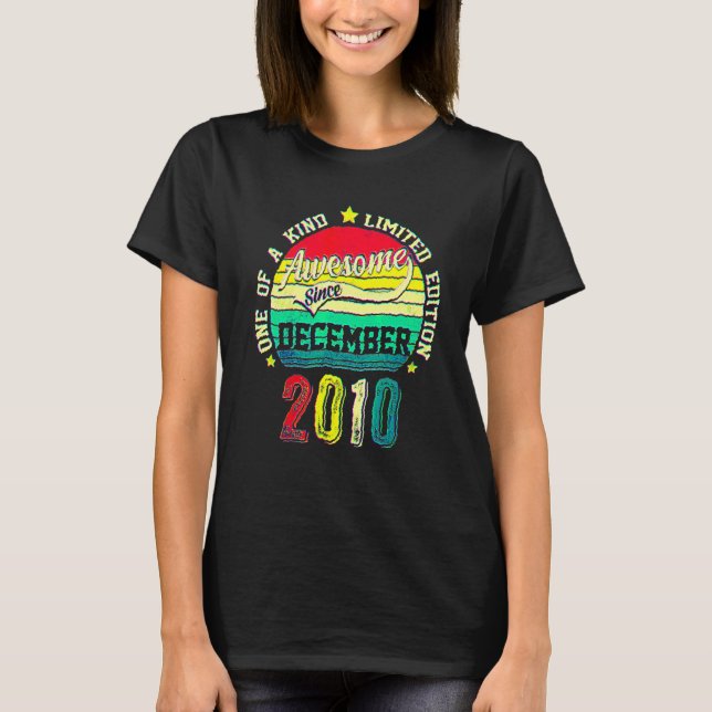 11 Years Old Birthday Awesome Since December 2010  T-Shirt (Front)