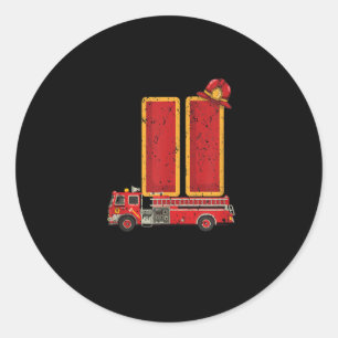 11 Years Old Birthday Boy Gifts Firefighter Classic Round Sticker
