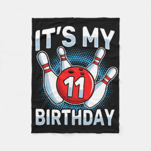 11 Years Old Bowling 11th Birthday Party Boys Girl Fleece Blanket