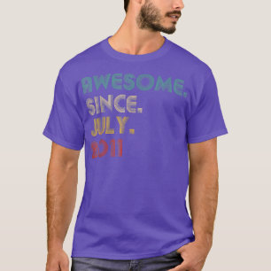 11 Years Old Funny Awesome Since July 2011 11th Bi T-Shirt