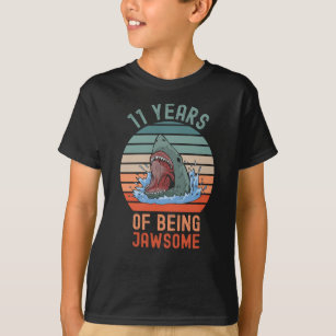 11 Years Old Gift JawSome 11th Birthday Shark T-Shirt