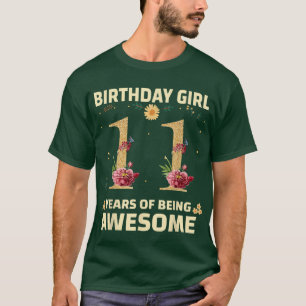 11 Years Old Gifts For Women 11th Birthday Floral  T-Shirt