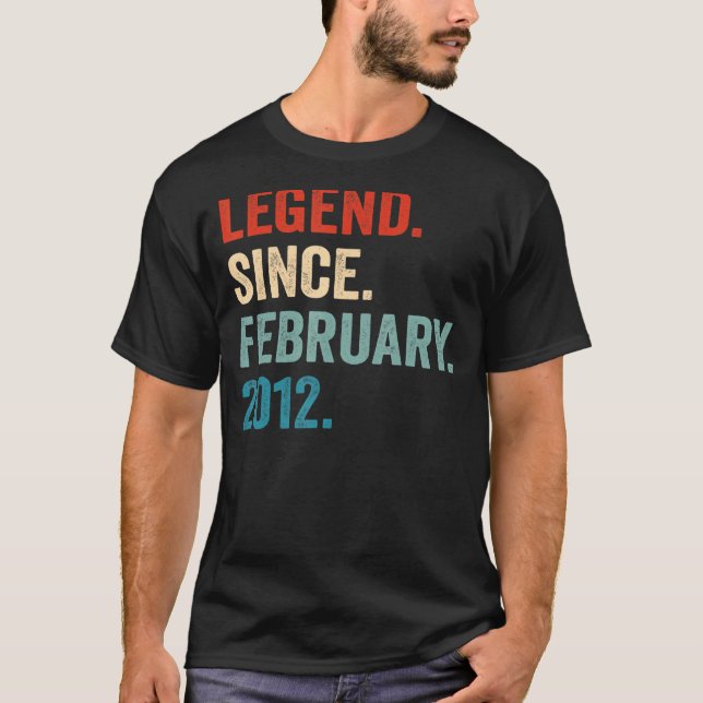 11 Years Old Gifts Legend Since February 2012 11th T-Shirt (Front)