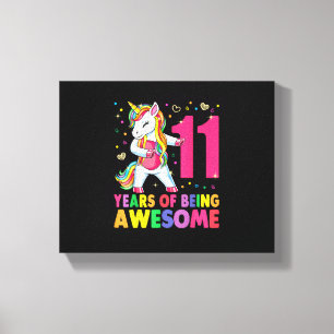 11 Years Old Unicorn Flossing 11th Birthday Girl U Canvas Print