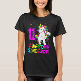 11 Years Old Unicorn Flossing 11th Birthday Girl U T-Shirt