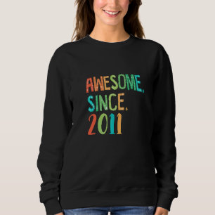 11 Yrs Old Girl Heart Floral Decor Awesome Since Sweatshirt