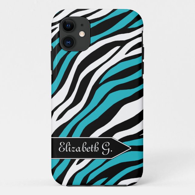 11 Zebra Print Turquoise Mix iPhone 5 Coque (Dos)