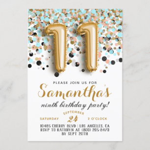 11e anniversaire Confetti Invitation