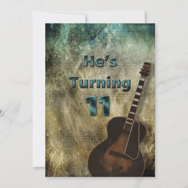 11e anniversaire Invitation Garçons Grunge Guitare (Devant)