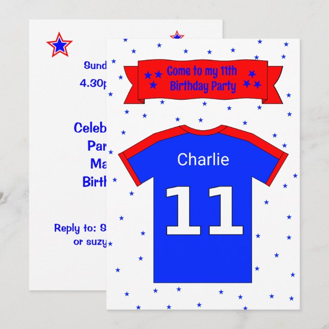 11e anniversaire invitation personnalisée (Devant / Derrière)