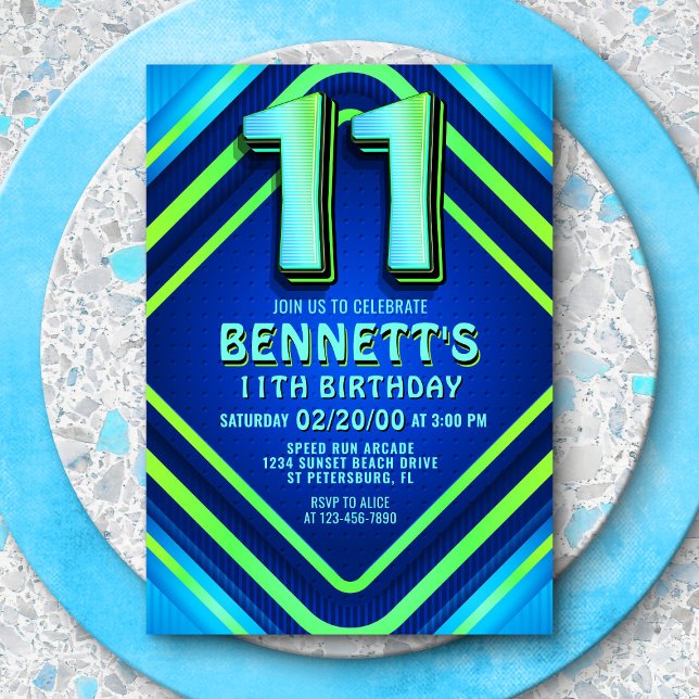 11e anniversaire Neon Invitation (Créateur téléchargé)