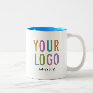 11oz Light Blue Inner Coffee Mug Name Company Logo