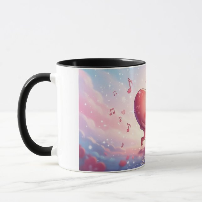 11oz Mug Kissing Coeurs "Love Notes" Cute mug (Gauche)