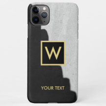Coque iphone de texte de Monogramme noir et or