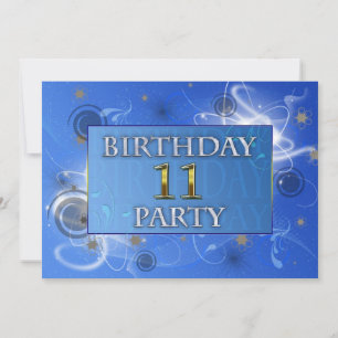 11th Abstract lights Birthday party invitation