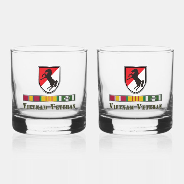 11th ACR Armoured Cavalry Regiment Vietnam Veteran Whiskey Glass (Front)