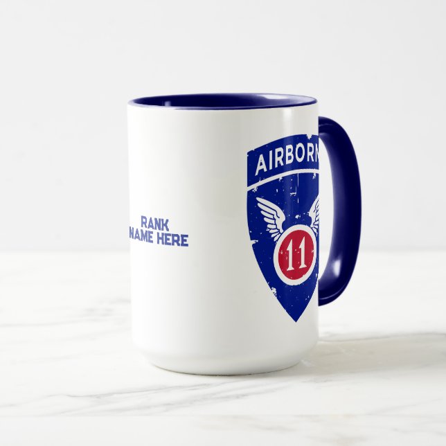 11th Airborne Division "Arctic Angels" Custom Blue Mug (Front Right)