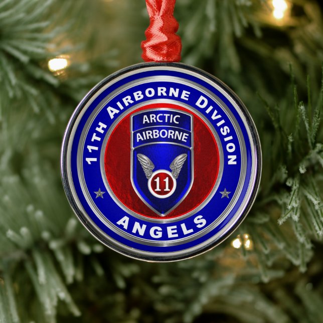 11th Airborne Division Christmas  Metal Ornament (Tree)