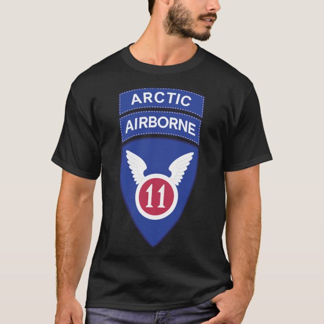 11th Airborne Division - SSI w Arctic Tab T-Shirt (Front)