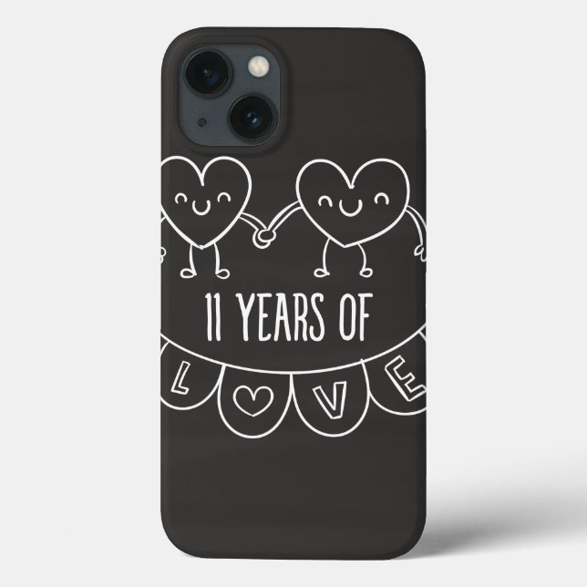 11th Anniversary Gift Chalk Hearts Case-Mate iPhone Case (Back)