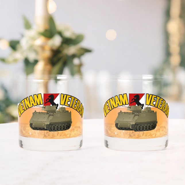 11th Armoured Cav - Vietnam Veteran M113 ACAV Whiskey Glass (Insitu (Wedding))