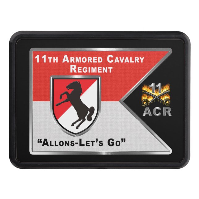 11th Armoured Cavalry Regiment Customized Guidon Trailer Hitch Cover (Front)